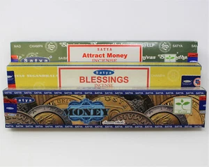 Satya Nag Champa Incense Sticks Mixed Assortment #5: 3 Boxes x 15 gm Gift Set - Picture 1 of 8