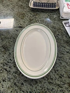 Buffalo China Oval Plate Green Striped Rim - Picture 1 of 6