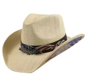 1pc Casual Versatile Sunshade Cowboy Straw Hat For Halloween Dress Up - Picture 1 of 2