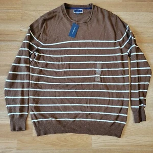 NEU Club Room Langarm weiß gestreift braun Sweater Pullover Größe Herren Large - Bild 1 von 9