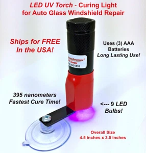 9 LED UV Cure Light for Auto Glass Windshield Repair - Picture 1 of 7