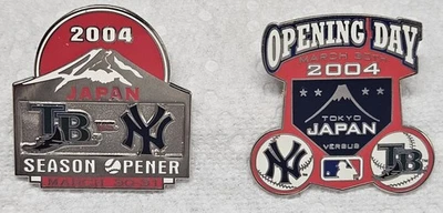 NEW YORK YANKEES TAMPA BAY RAYS OPENING DAY PINS 2004 TOKYO JAPAN - Image 1 of 2
