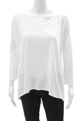 Lululemon Womens Cotton White Scoop Neck Dolman Long Sleeve Top White Size 8 - Image 1 of 4