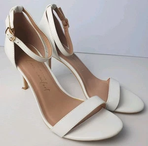 NEW LOOK Wide Fit Stiletto Sandals UK 6 White H3.5" Vgc - Picture 1 of 14