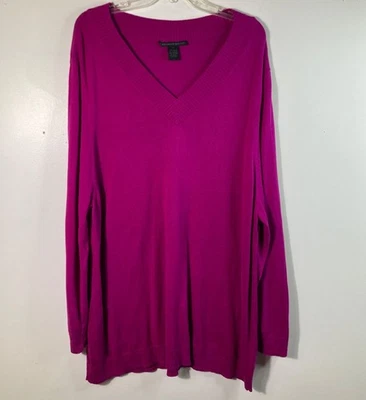 Katherine Barclay Cashmere Blend Sweater Magenta Pink 3X - Image 1 of 4