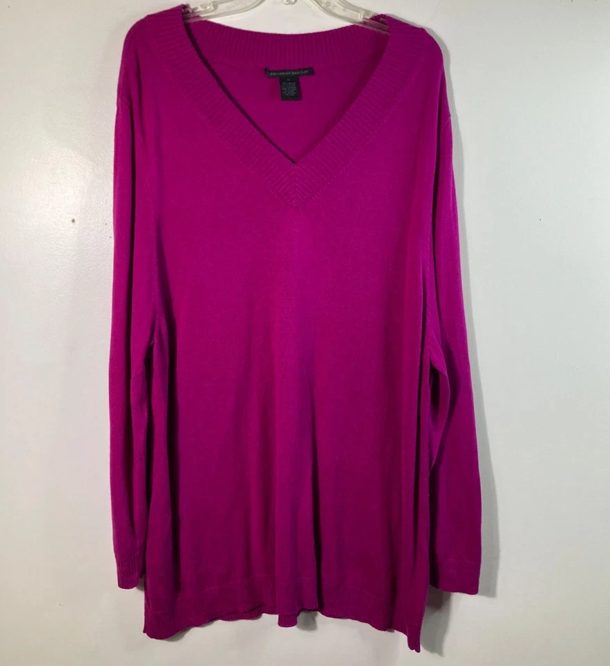 Suéter Katherine Barclay mistura de cashmere rosa magenta 3X - Imagem 1 de 4