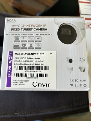 AVYCON AVC-NPE81F28 Diversity Series 8MP H.265 Turret IP Camera, 2.8mm - Image 1 of 3