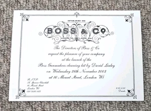 Genuine Original BOSS & Co Gunmaker London Cleaning Kit 2003 Launch Party Invite - Picture 1 of 2