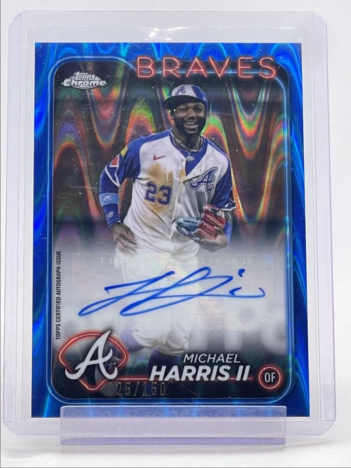 MICHAEL HARRIS II 2024 TOPPS CHROME AUTOGRAPH BLUE RAYWAVE AUTO /150 Q5700 - Image 1 of 2