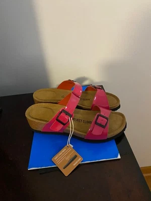 NUEVAS SANDALIAS MUJER TALLA 8 PROJECT CLOUD BEAU CUÑA-CUERO-CORCHO CONFORT-ROSA INTENSO Foto 1 de 4