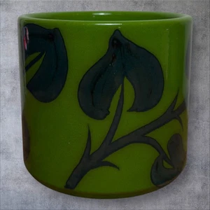 Retro Poole Pottery Delphis Green Floral Planter 4.5 X 4 " Leaf Print Pot - Picture 1 of 7