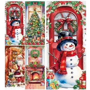 Cubierta de puerta Feliz Navidad 78,7 x 35,4 pulgadas árbol de Navidad Santa muñeco de nieve abeto 4 piezas... - Imagen 1 de 7