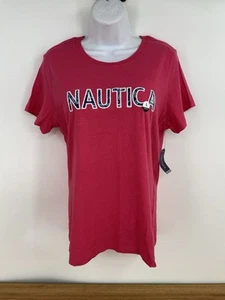 Nautica Shirt Damen Large rosa Grafik Logo Freizeitshirt bestickt Küste neu mit Etikett - Bild 1 von 13