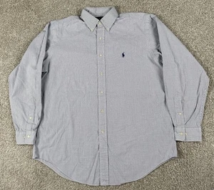 Ralph Lauren Yarmouth Shirt Men 16 34-35 Blue Check Button Up Long Sleeve Cotton - Picture 1 of 9