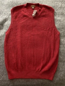 Tasso Elba Golf Sz M Sweater Vest 100% Cotton Men's Maroon V-Neck Knit Pullover - Picture 1 of 6