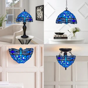 Tiffany Style 10-16 Zoll Tisch/Decke/Pendelleuchte handgefertigtes Buntglas UK - Bild 1 von 49