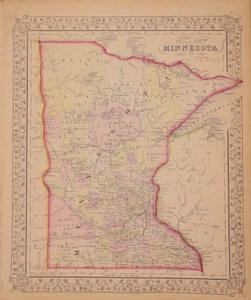 1866 Map ~ MINNESOTA Created by S. Augustus Mitchell ~ (12x15)-#17 - Picture 1 of 3