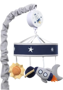 Lambs & Ivy Milky Way Musical Baby Crib Mobile - Blue/Navy/Gray Space Theme - Picture 1 of 5