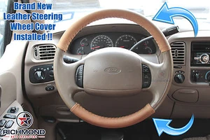 03-07 Ford F350 4X4 Diesel KING RANCH-Leather Steering Wheel Cover 2-Piece Wrap  - Picture 1 of 12