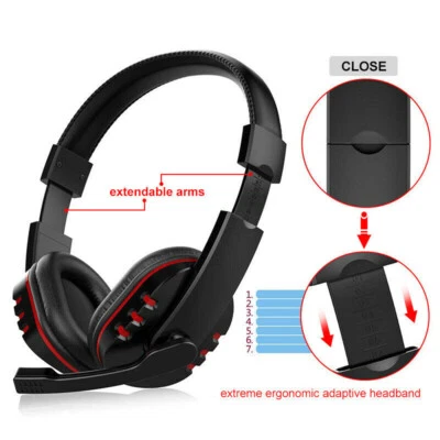 USB Gaming Headset with Microphone for PC Laptop PS4 Xbox One PS5 Headphones LED - Image 1 of 4