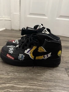 Size 9 - Nike Supreme x NBA x Air Force 1 07 Mid Black - Picture 1 of 8