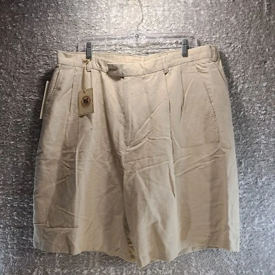 Pantalones Cortos Plisados PUSSER'S Indias Occidentales Talla 40 Marrón Caqui Mezcla de Lino Nuevos con Etiquetas Foto 1 de 4