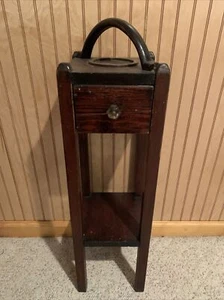 Antique Wood Smoking Ashtray Stand With Drawer 31 X 8 X 8” - Picture 1 of 9