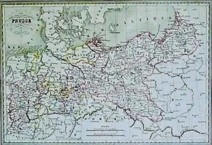 Grenz-kolorierter franz. Kupferstich 1830: PRUSSE/ PRUSSIA/ PREUSSEN von Thierry - Bild 1 von 2