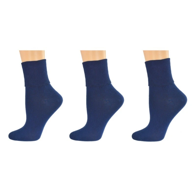 Turn Cuff Organic Cotton Seamless Toe 3 Pair Soft Socks, Women Active Wear Socks - Image 1 of 4