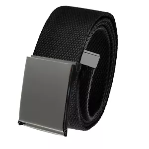 Build A Belt Adult 1.5" Pewter Flip Top Buckle with Canvas Web Belt - Picture 1 of 13