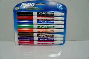 EXPO Erase Markers Fine Tip Assorted Colors 8 Count NEW IN BOX - Picture 1 of 2