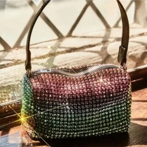Free People Prism Clutch Bag, Pochette Rainbow Crystal Sparkle Rhinestones - Picture 1 of 7