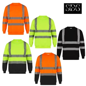 Felpa collo equipaggio Hi Viz Vis alta visibilità lavoro sicurezza pile S-4XL - Foto 1 di 10