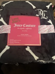 MANTA DE HUESO JUICY COUTURE DESIGNER BLANCO Y NEGRO, HALLOWEEN CHIC. GRANDE NUEVO CON ETIQUETAS - Imagen 1 de 7