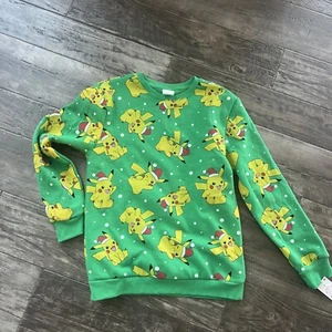 Pokemon Pikachu Christmas Sweat shirt Youth XL Extra Large Green - Ugly Sweater - Picture 1 of 4