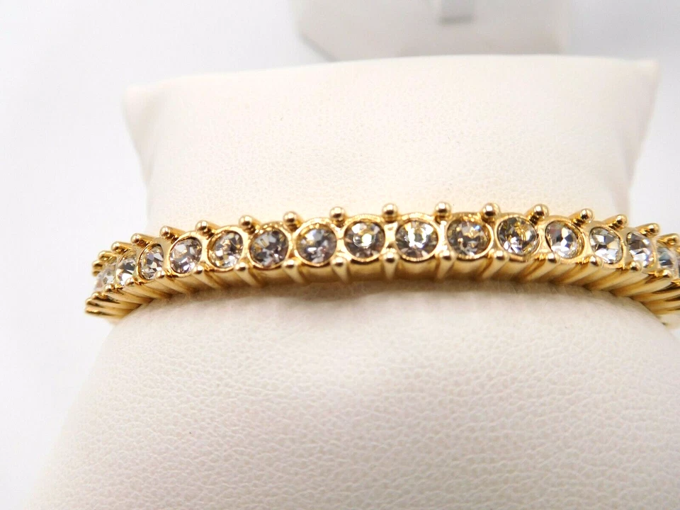 Brazalete Swarovski con bisagras ovalado chapado en oro B44 Foto 1 de 4