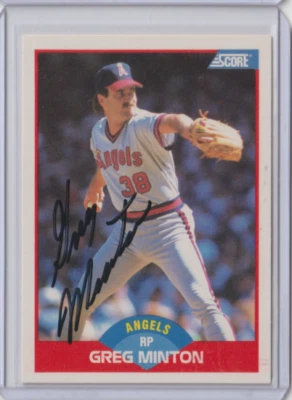 1989 SCORE #543 GREG MINTON - ANGELS/GIANTS AUTOGRAPH  - Image 1 of 2