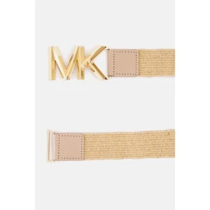 Cintura Michael Kors paglia MK logo fibbia marrone beige accessorio donna nuova con etichetta $98 - Foto 1 di 8