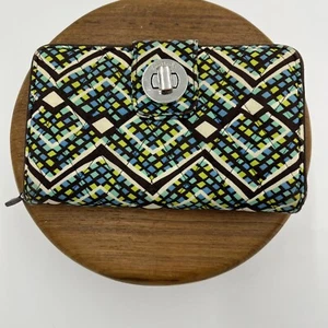 Vera Bradley gesteppte Geldbörse Clutch braun blau grün - Bild 1 von 8