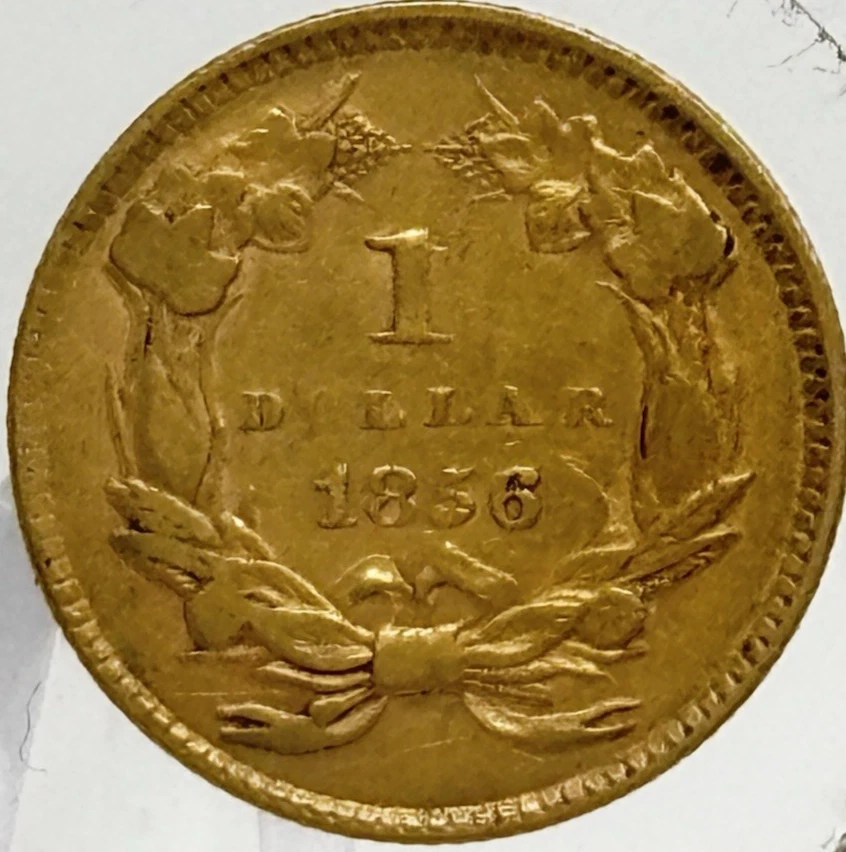 1856 $1 Large Indian Head Gold Dollar  #14302 - Image 1 of 3