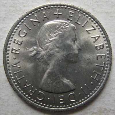 BONITA MONEDA DE SEIS 6 PENIQUES GRAN BRETAÑA 1967 REINA ISABEL II (KM# 903) Foto 1 de 2