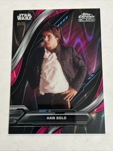 Han Solo Star Wars Topps Chrome Black #11 Magenta Ray Wave 1/10 Alpha, 2024 MINT - Picture 1 of 10