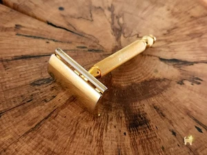 Navaja de afeitar de seguridad Gillette Ball End Tech Gold vintage de doble filo - Imagen 1 de 7