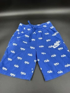 Nike Boys Blue Sweat Shorts Cotton Polyester Pockets Elastic Waist Size Large - Picture 1 of 4