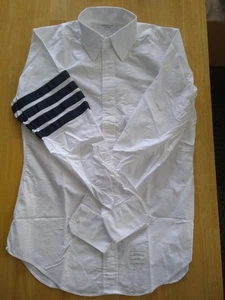 NWOT Thom Browne White Oxford Button Down Grosgrain Sleeve Stripes TB3 15.5-34 - Picture 1 of 9