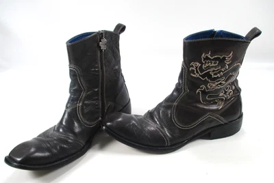 Botas al tobillo Mark Nason Italy Rock Lives Dragon de cuero con cremallera para hombre talla 9,5 Foto 1 de 4