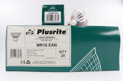 QTY. 20 - PLUSRITE MR16EXN 50W MR16 HALOGEN LAMP, 12V 36DEG — 第 1/4 张图片