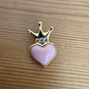 S925 vergoldet rosa Muschel Muschel Herz Anhänger mit Krone & CZ Akzenten Schmuck USA - Bild 1 von 9