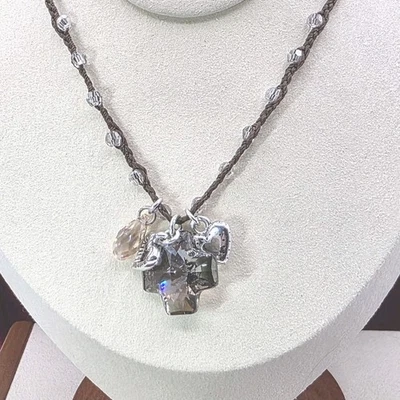 Brighton “Karma” Marrón Cordón Cristal Dije Collar Corazón y Cruz Ajustable 18" Foto 1 de 4