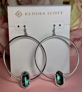 Pendientes de aro Kendra Scott Elora abulón enchapados en rodio nuevos con etiquetas - Imagen 1 de 3